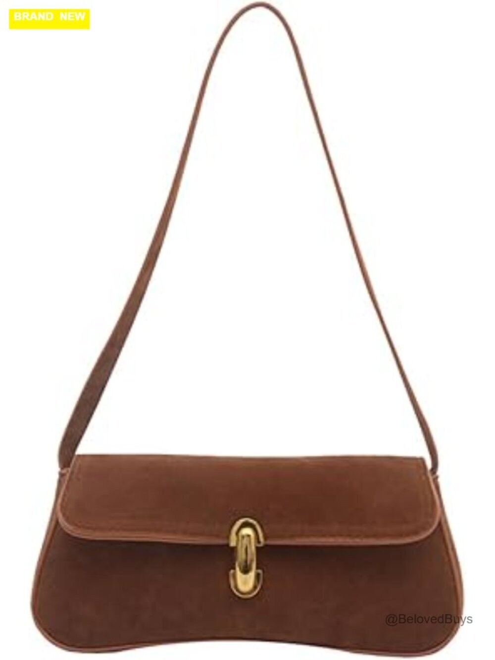 Faux Suede Leather Underarm Hobo Bag with Twist Lock
